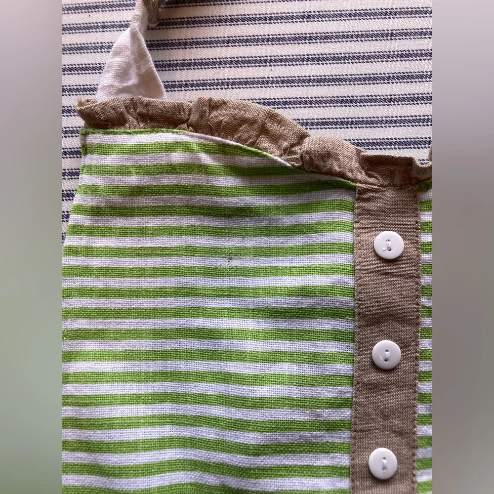 Green and White Striped Avocado Apron